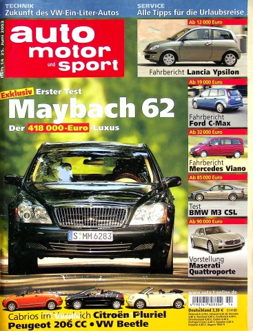 Deckblatt Auto Motor und Sport (14/2003)